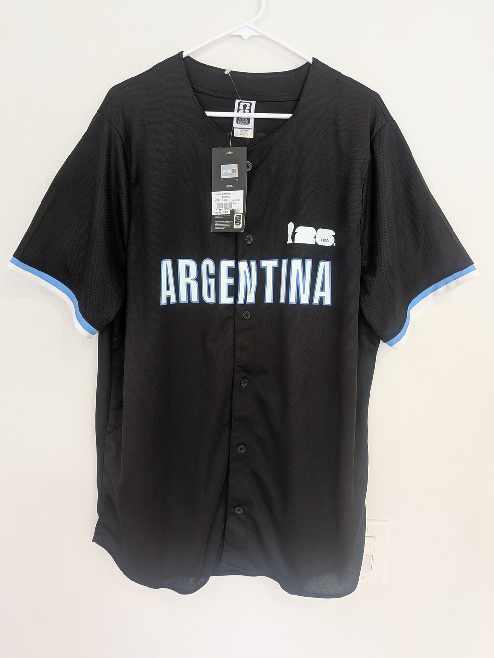 FIFA Argentina 2026 World Cup Soccer Jersey XL Black NWT Official Licensed